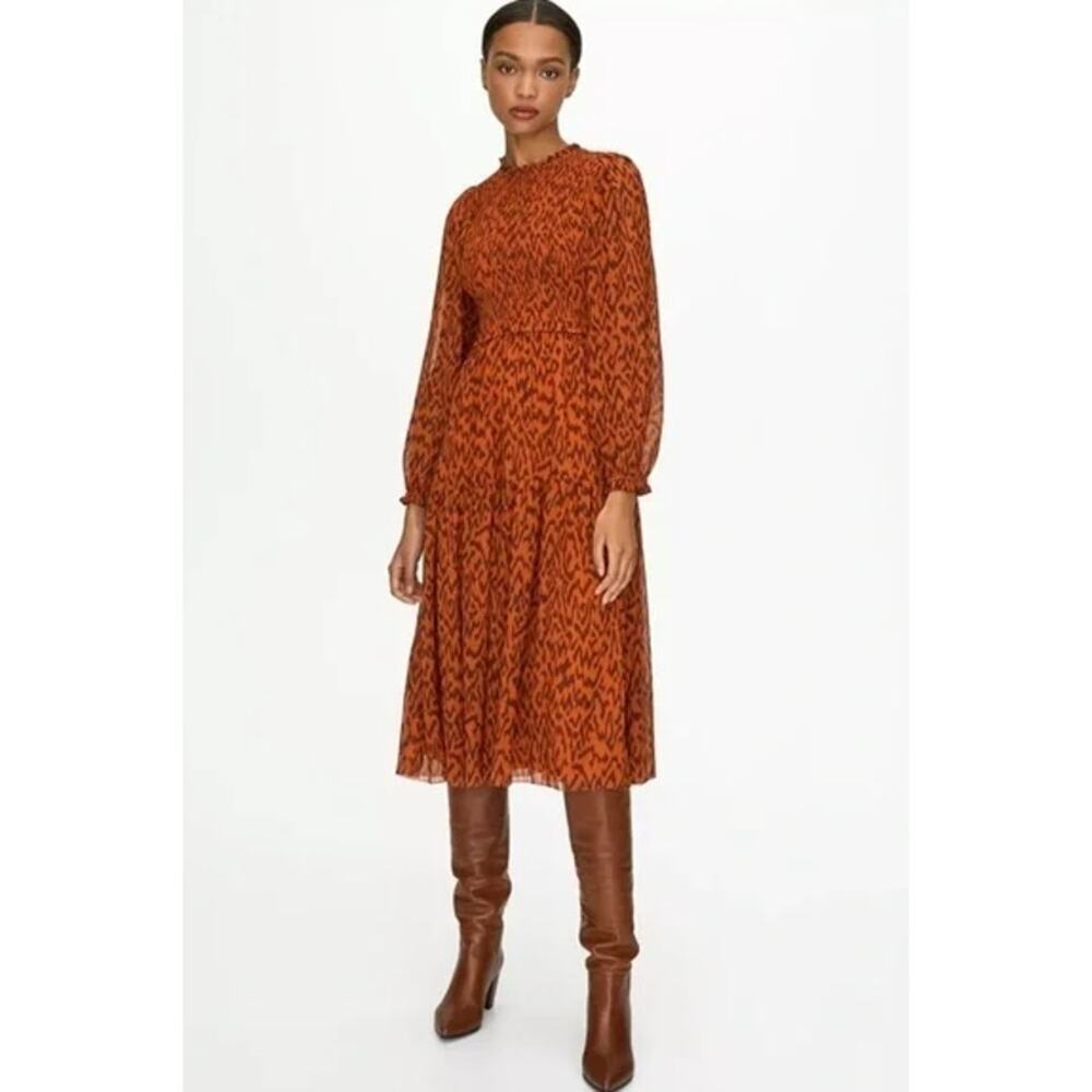 Aritzia Rust Patterned Midi Dress